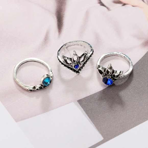 **DEBORAH* 13-Pc Silver x Blue Fashion Ring Set - Picture 2 of 8